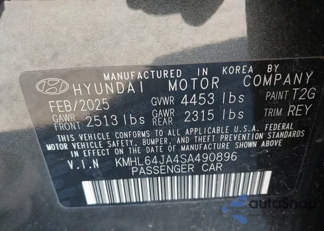 2025 Hyundai Sonata Sel from USA, damaged, VIN KMHL64JA4SA490896
